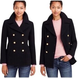 J.Crew Stadium Cloth Nello Gori Black Peacoat Gold Buttons Size 2T